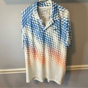 Lacoste Men's Blue and Orange Geometric Polo
